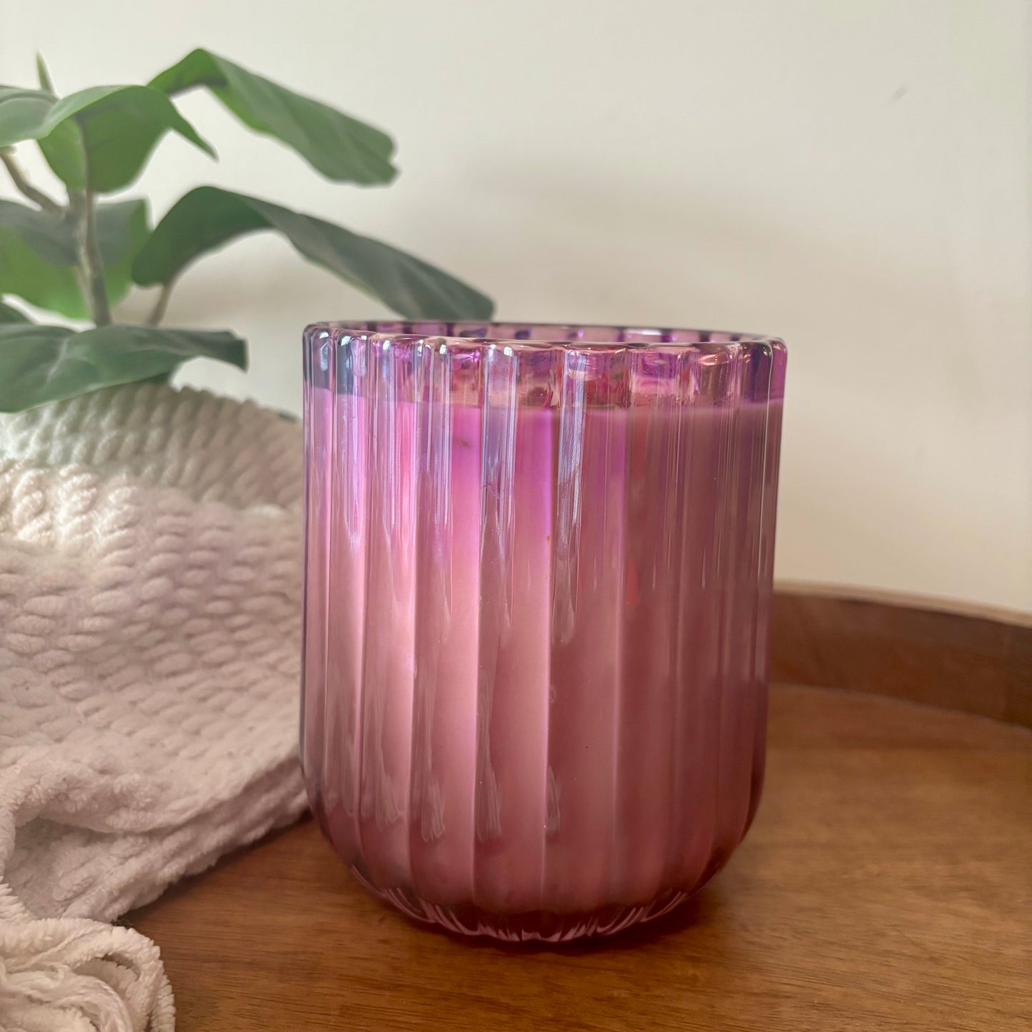 Rubbed Violet Glass Candle